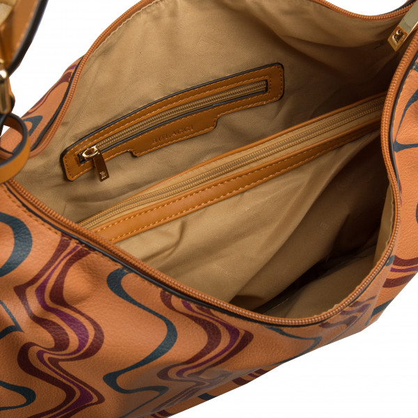 Luxusní dámská zakulacená koženková taška přes rameno Bulaggi HOBO, hnědá