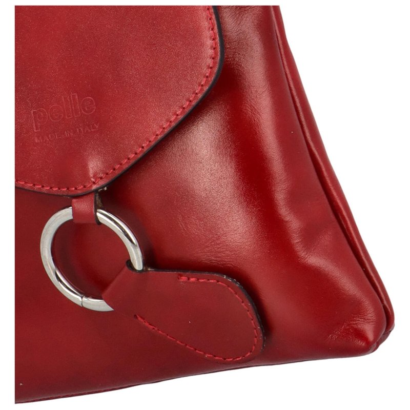 Kožená elegantní crossbody kabelka Arlette, světle červená