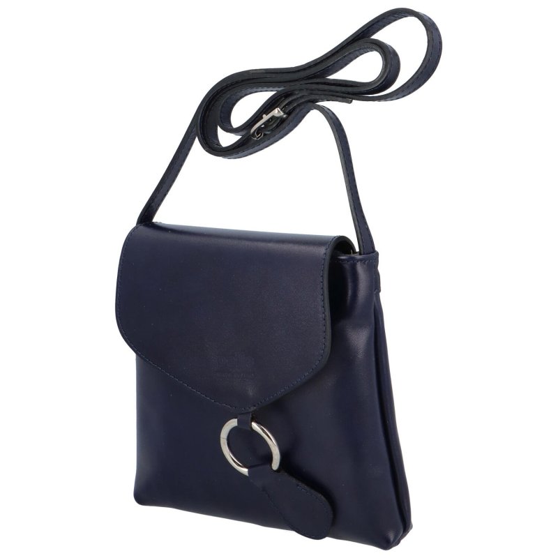 Kožená elegantní crossbody kabelka Arlette, tmavě modrá