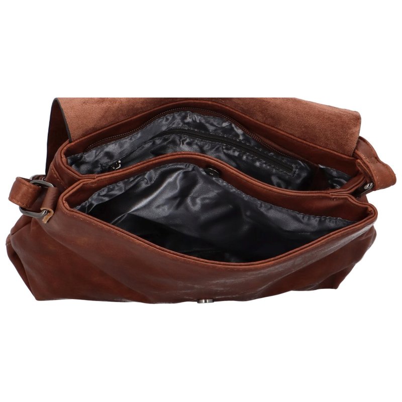 Trendová dámská koženková taška přes rameno Finola, tmavě hnědá