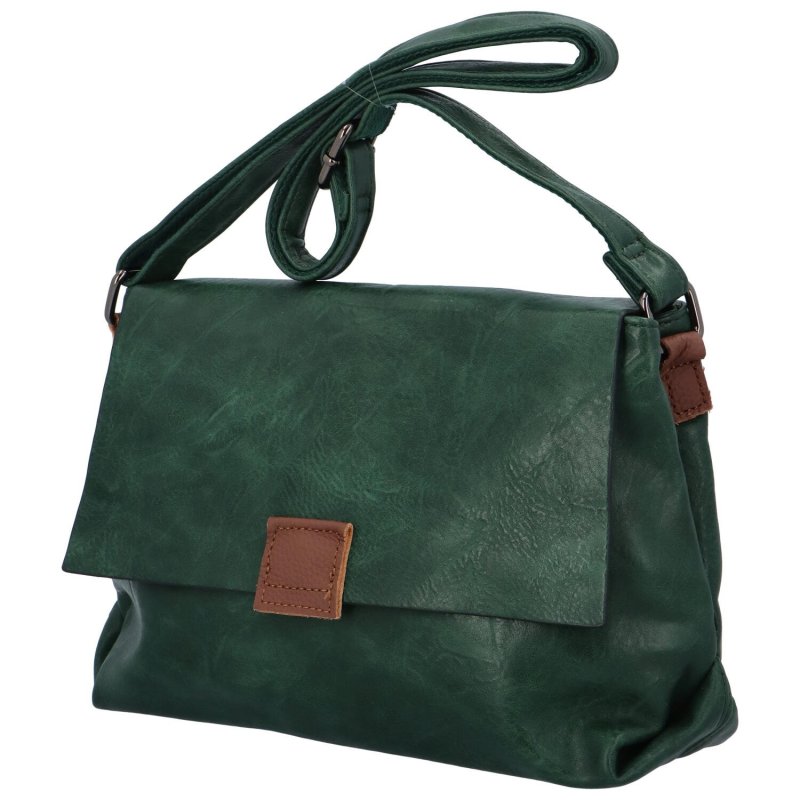 Trendová dámská koženková taška přes rameno Finola, zelená