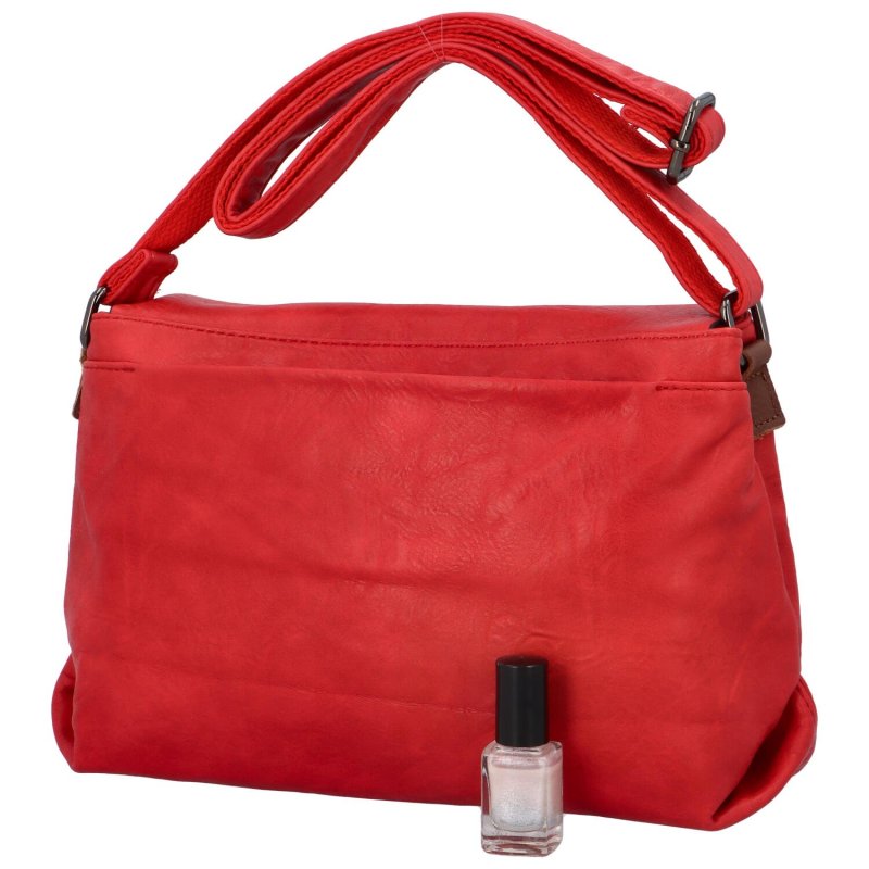 Trendová dámská koženková taška přes rameno Finola, červená