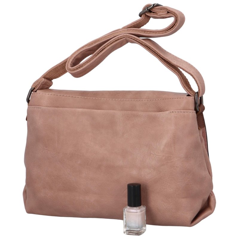 Trendová dámská koženková taška přes rameno Finola, růžová