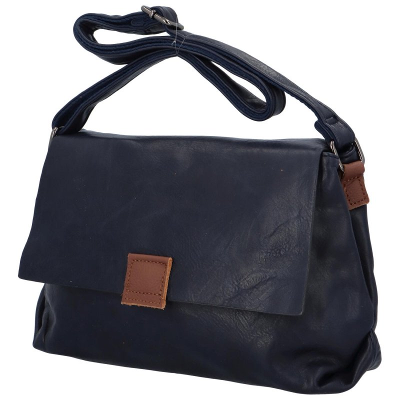 Trendová dámská koženková taška přes rameno Finola, tmavě modrá