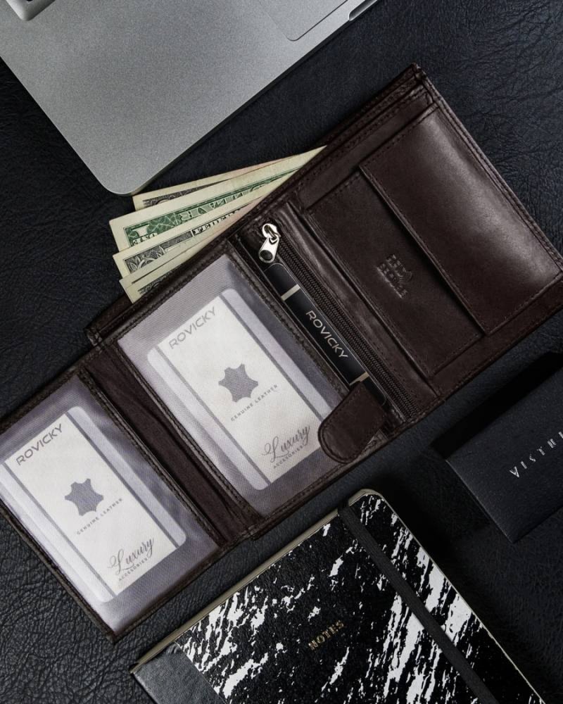 Trendová pánská kožená peněženka Vipo, tmavě hnědá