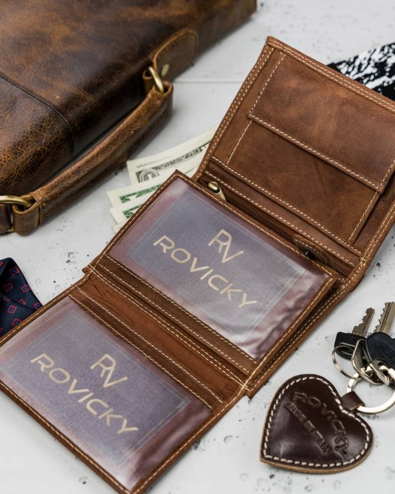 Trendová pánská kožená peněženka Edop, koňaková