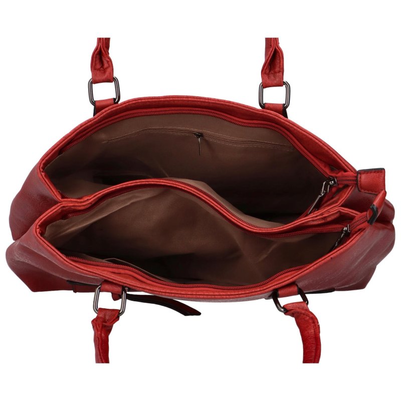 Praktická dámská koženková kabelka Hilda, červená