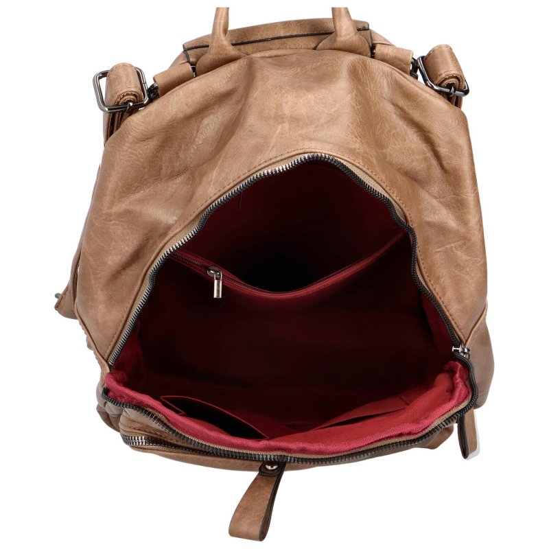 Stylový dámský koženkový batoh Octavio, zemitá