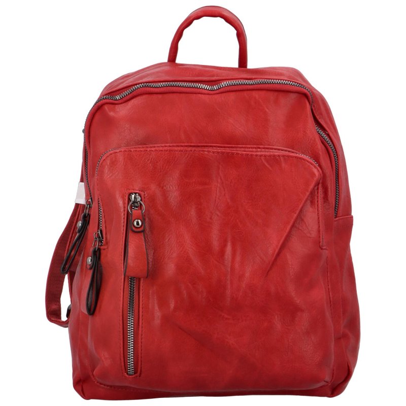 Stylový dámský koženkový batoh Octavio, červená