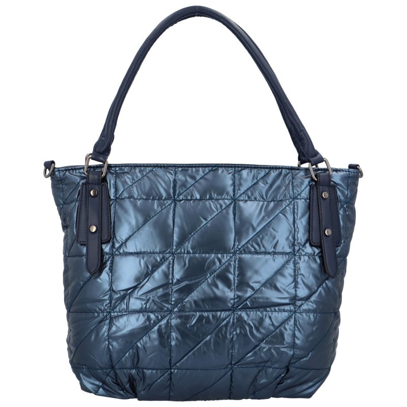 Prošívaná dámská taška z lehkého lesklého materiálu Elisa, modrá