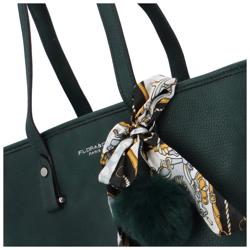 Klasická dámská koženková kabelka/shopper Valeriano, tmavě zelená