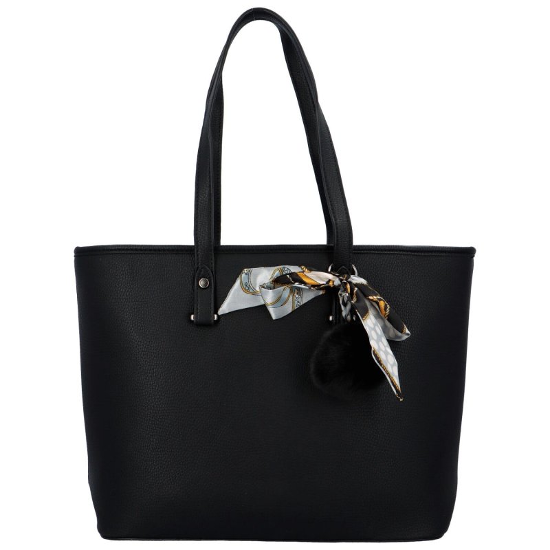 Klasická dámská koženková kabelka/shopper Valeriano, černá