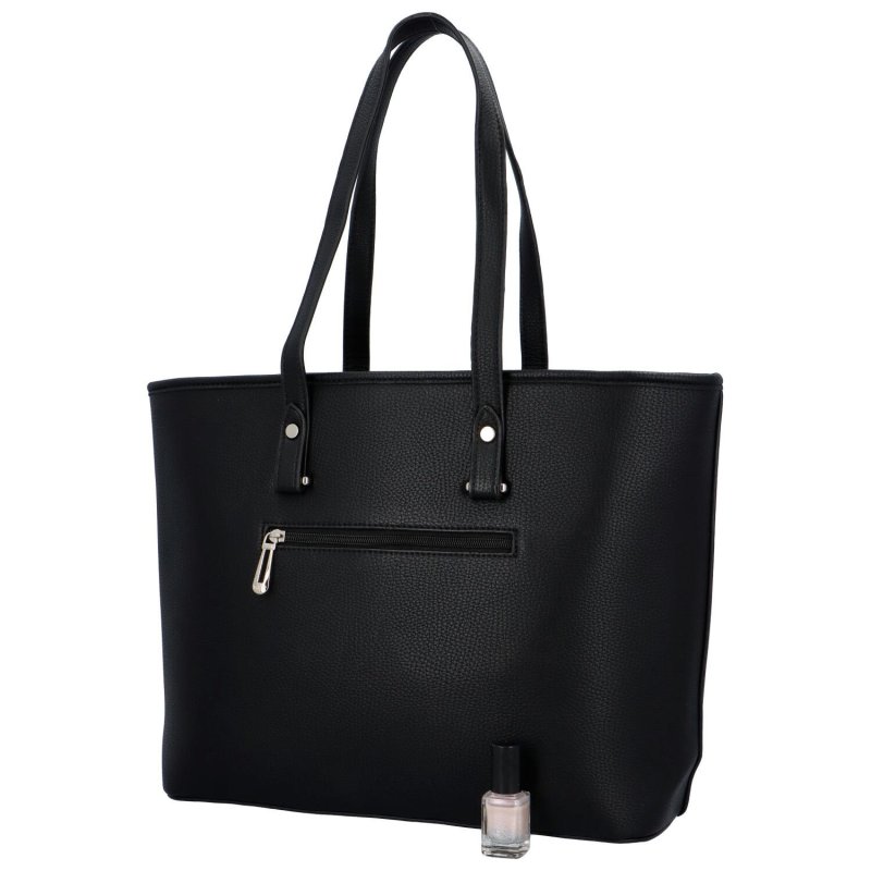 Klasická dámská koženková kabelka/shopper Valeriano, černá