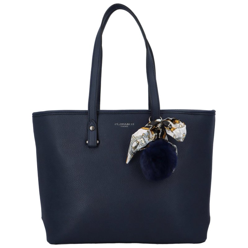 Klasická dámská koženková kabelka/shopper Valeriano, tmavě modrá