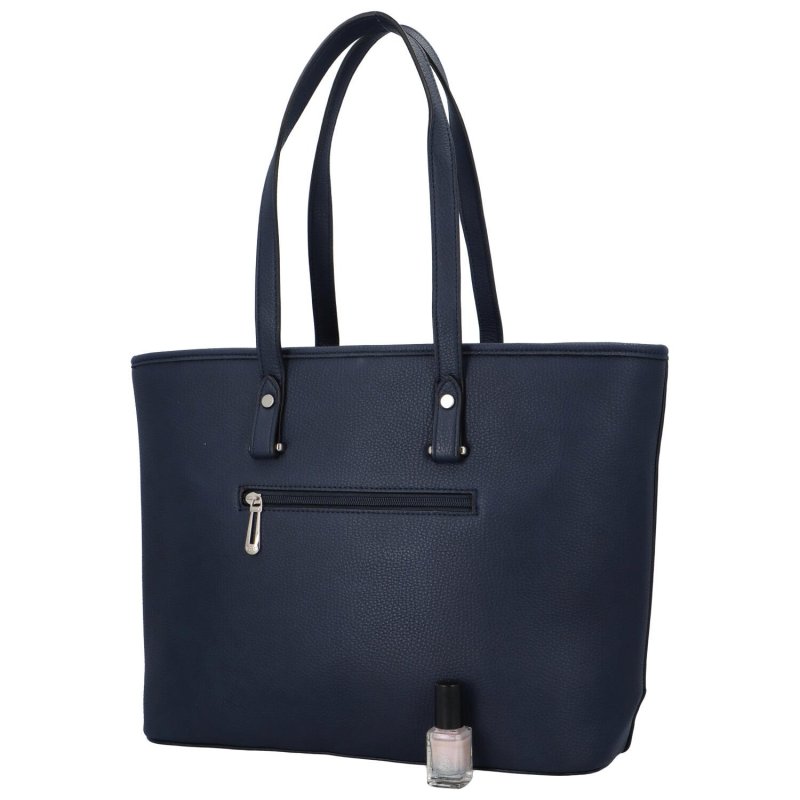 Klasická dámská koženková kabelka/shopper Valeriano, tmavě modrá