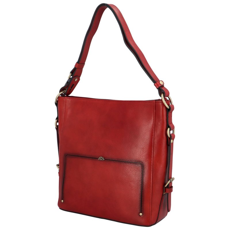 Praktická dámská luxusní kožená taška Viviane, červená