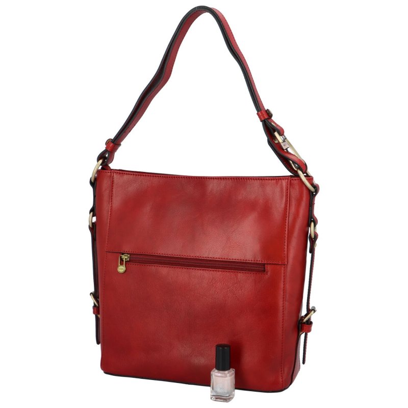 Praktická dámská luxusní kožená taška Viviane, červená