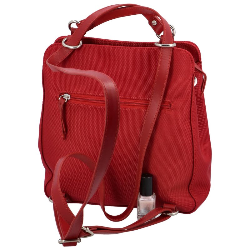 Lehká dámská textilní kabelka/batoh Ninon, červená