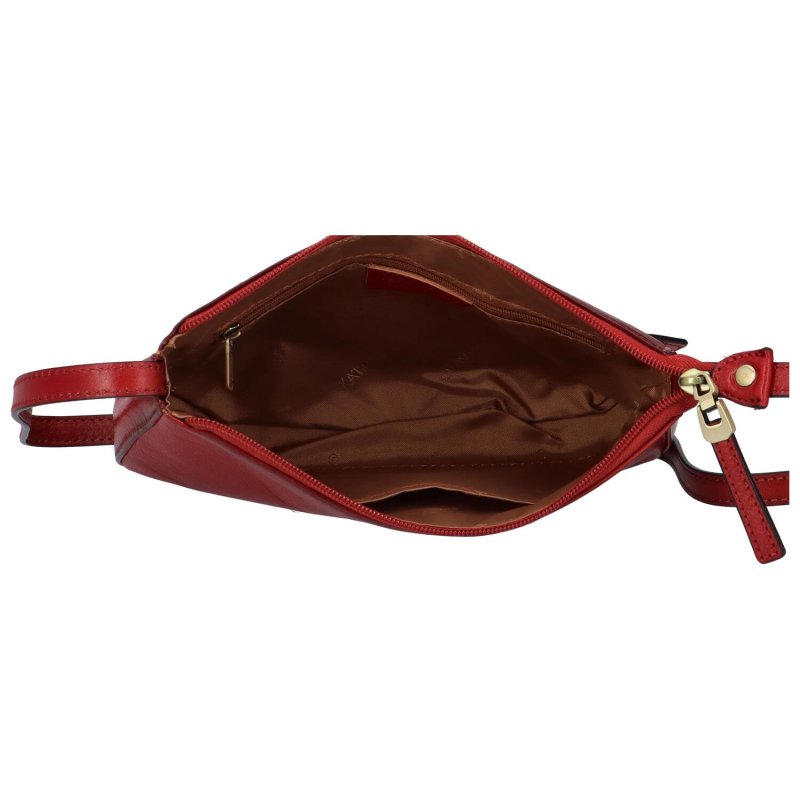 Luxusní menší dámská kožená kabelka na rameno Roger, červená