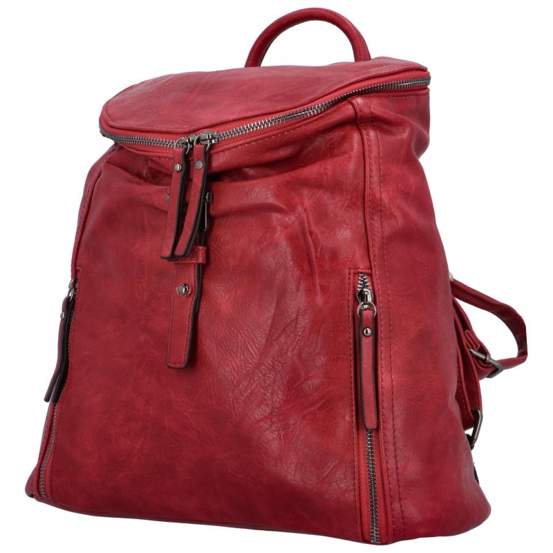 Módní dámský koženkový batoh Siro, červená