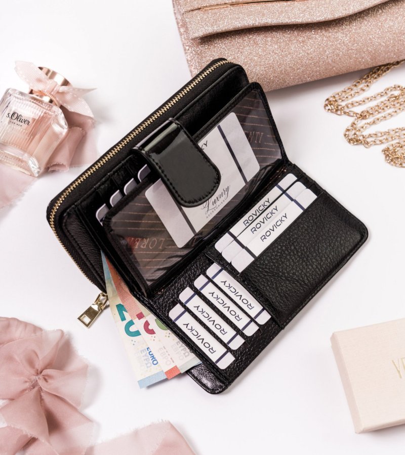 Extravagantní dámská kožená peněženka Bluish, černá