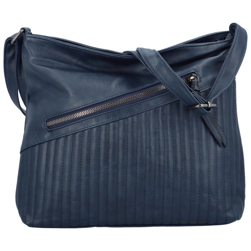 Praktická dámská koženková taška na rameno Colombe, tmavě modrá