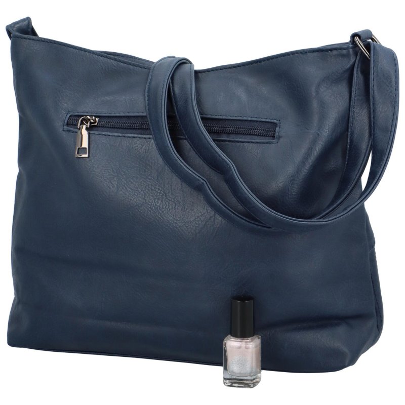 Praktická dámská koženková taška na rameno Colombe, tmavě modrá
