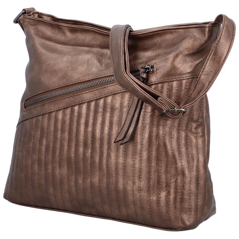 Praktická dámská koženková taška na rameno Colombe, bronzová