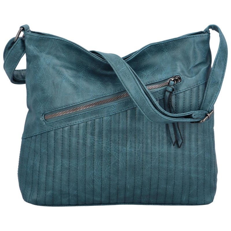 Praktická dámská koženková taška na rameno Colombe, modrozelená