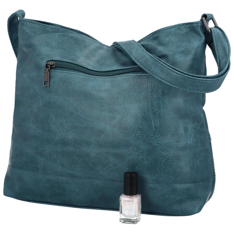 Praktická dámská koženková taška na rameno Colombe, modrozelená