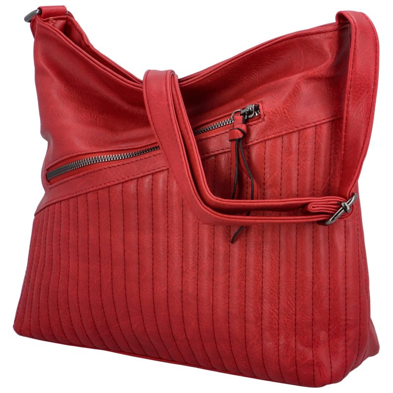 Praktická dámská koženková taška na rameno Colombe, červená