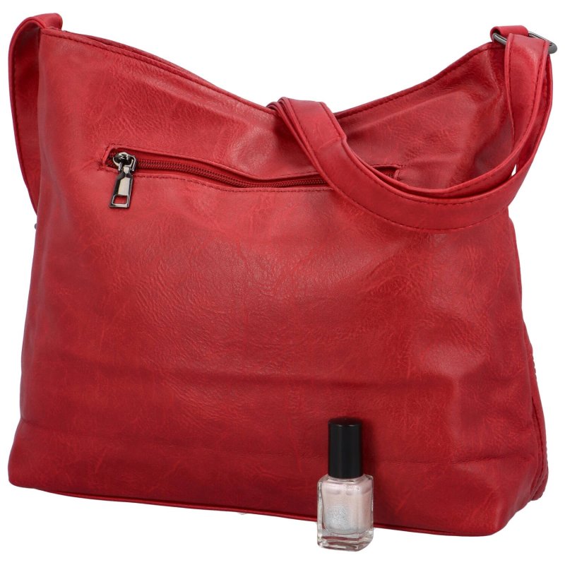 Praktická dámská koženková taška na rameno Colombe, červená