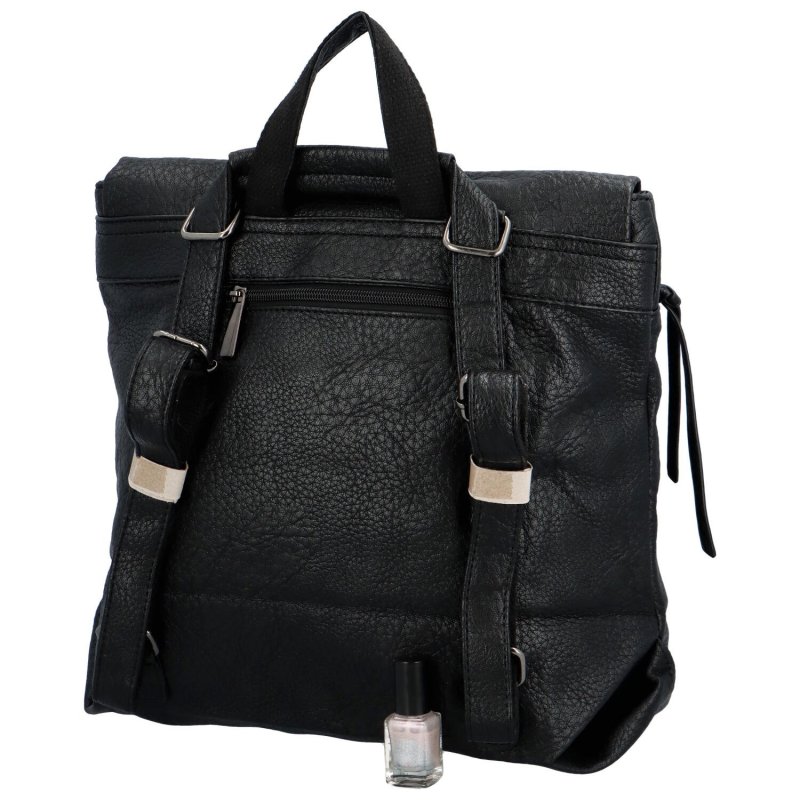 Stylový městský dámský koženkový batoh Sarah, černá