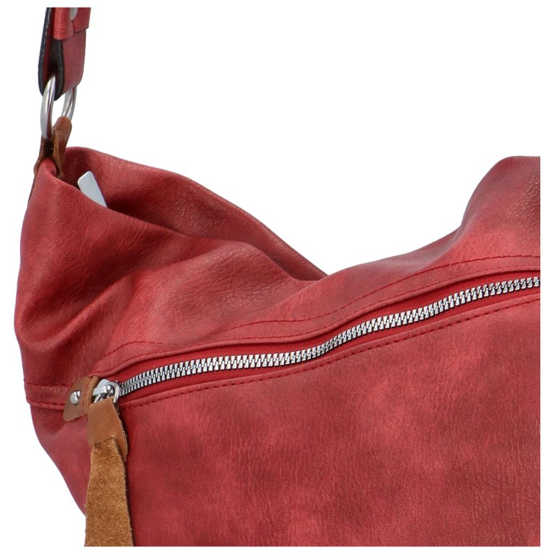Příjemná dámská koženková taška většího formátu Veronica, červená