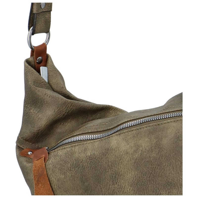 Příjemná dámská koženková taška většího formátu Veronica, vojenská zelená