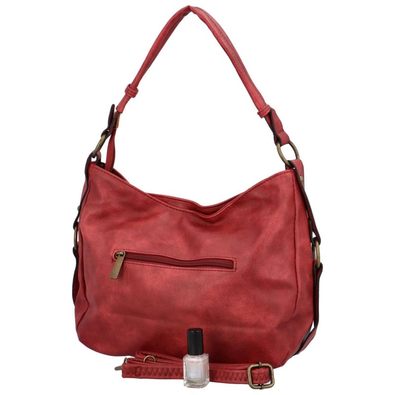 Pohodlná dámská koženková taška na rameno Satyros, červená