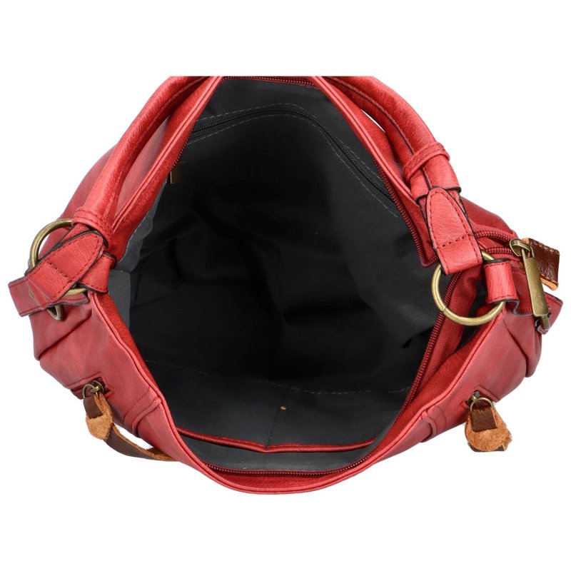 Pohodlná dámská koženková taška na rameno Satyros, červená