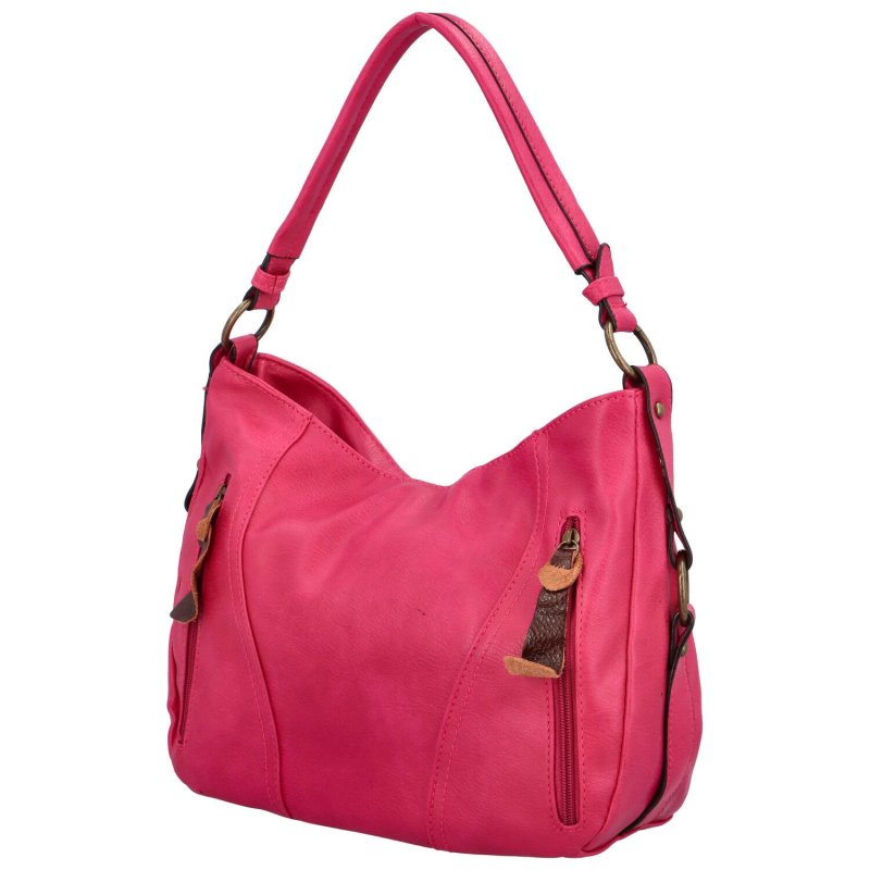 Pohodlná dámská koženková taška na rameno Satyros, růžová