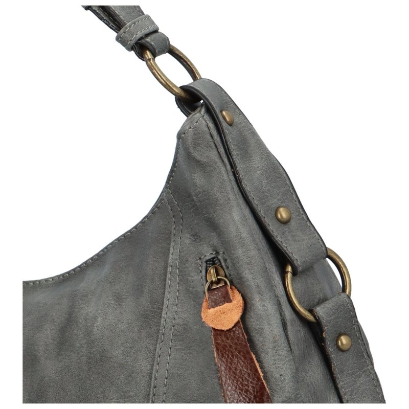 Pohodlná dámská koženková taška na rameno Satyros, šedá