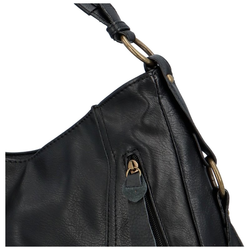Pohodlná dámská koženková taška na rameno Satyros, černá