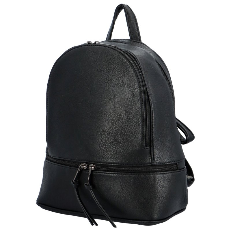 Trendový dámský koženkový batůžek Alako, černá