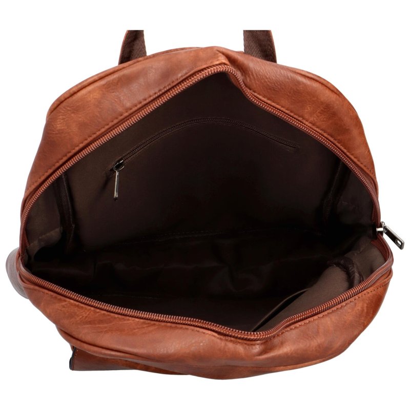 Velký universální koženkový batoh s výraznou přední kapsou Andree, hnědá