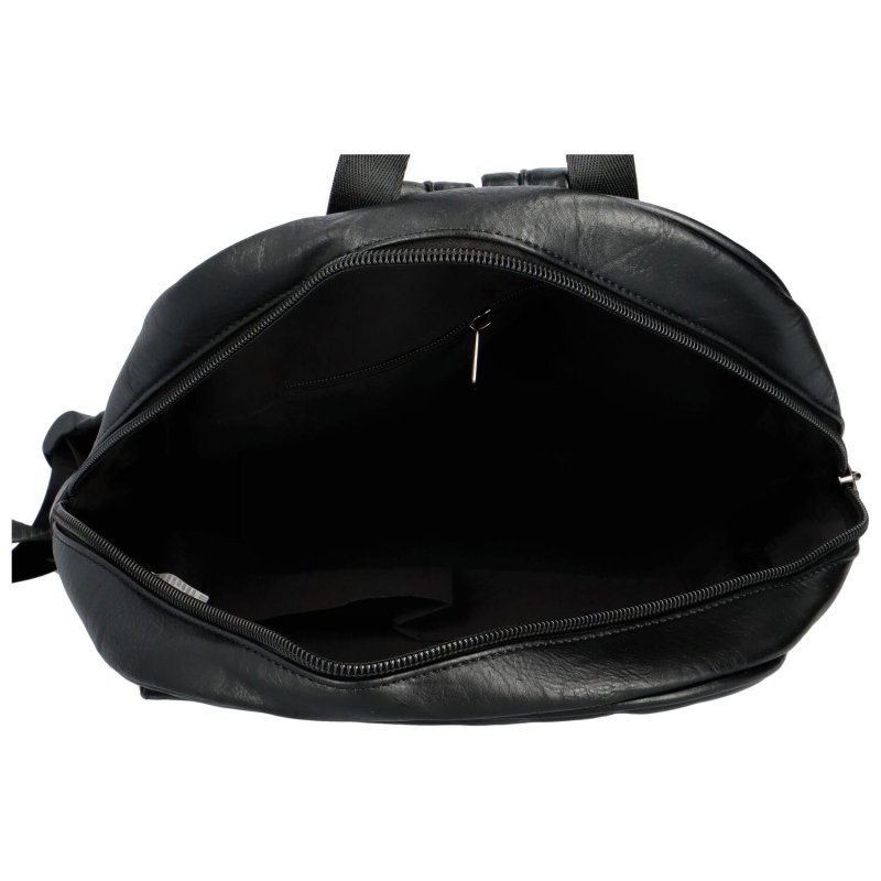 Velký universální koženkový batoh s výraznou přední kapsou Andree, černá