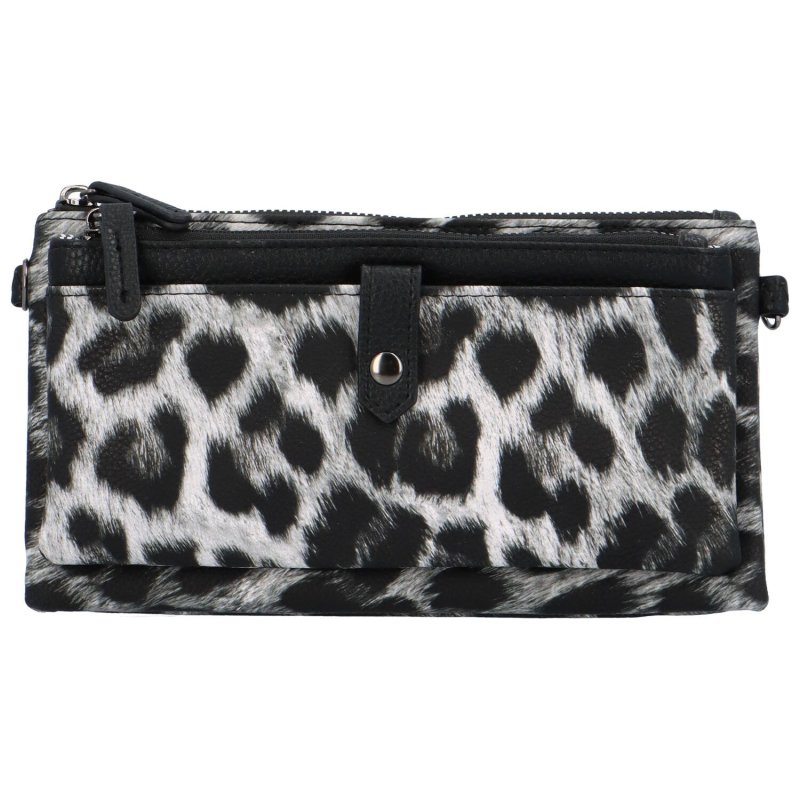 Trendová koženková dámská kabelka Fopi, leopard černá/čarná