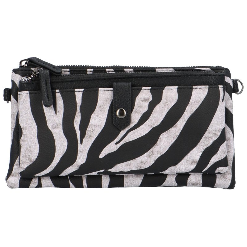 Trendová koženková dámská kabelka Fopi, zebra černá/černá