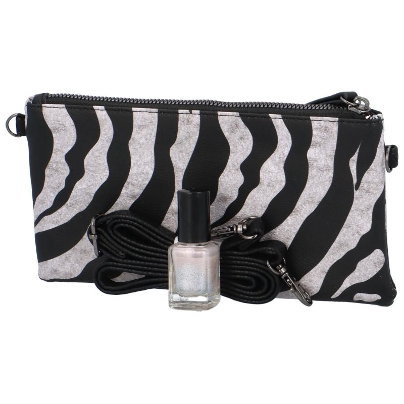 Trendová koženková dámská kabelka Fopi, zebra černá/černá