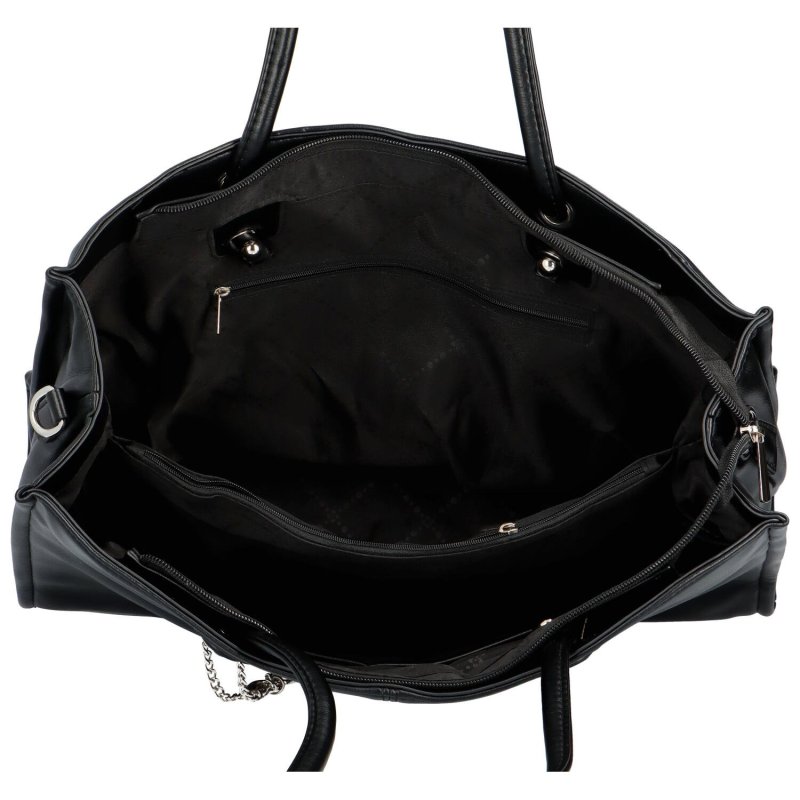 Pevná velká dámská koženková taška Macario, černá