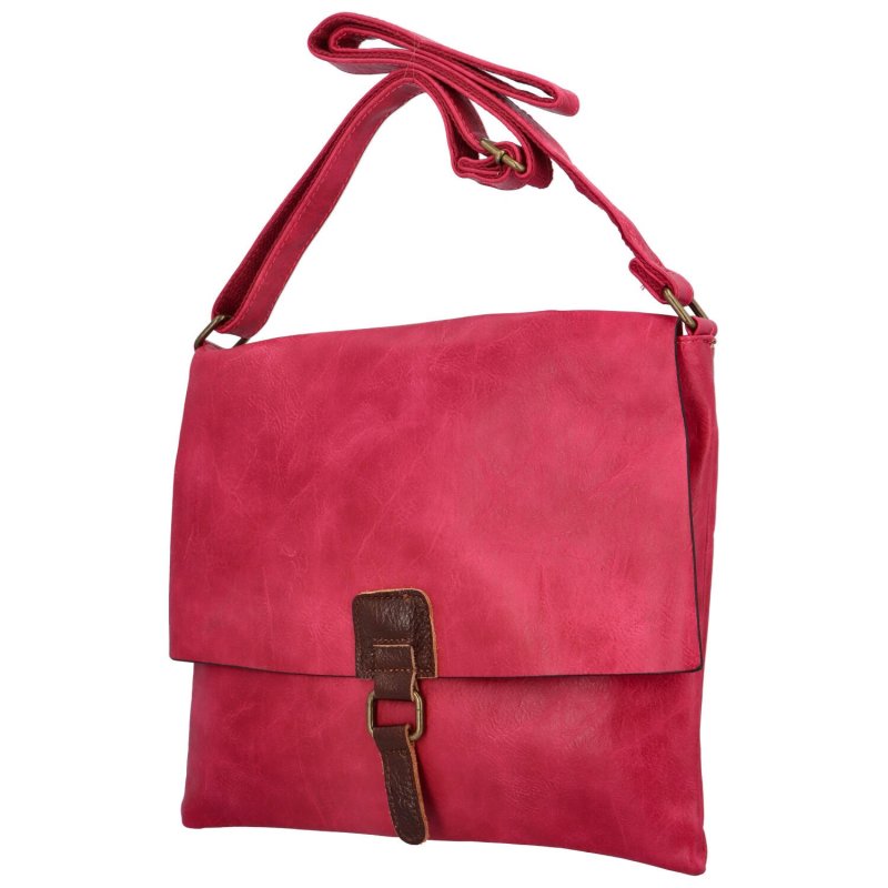 Stylová dámská koženková crossbody taška s klopou Sandra, růžová