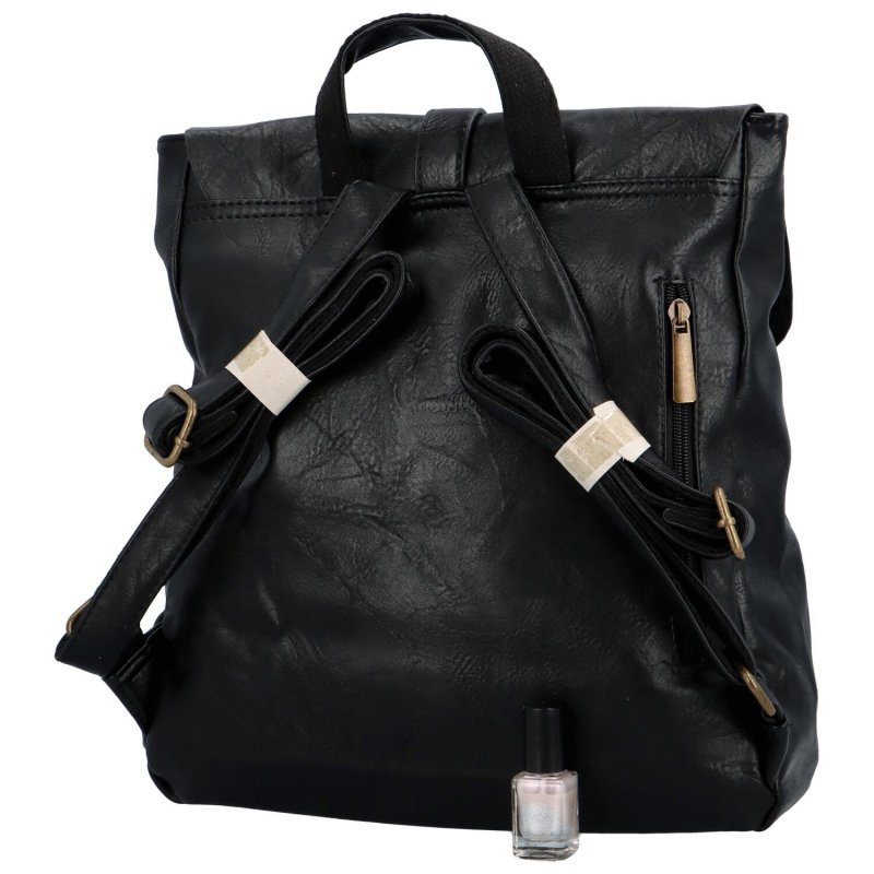 Stylový velký dámský koženkový batoh Heraclio, černá