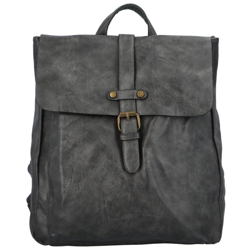 Stylový velký dámský koženkový batoh Heraclio, tmavě šedá